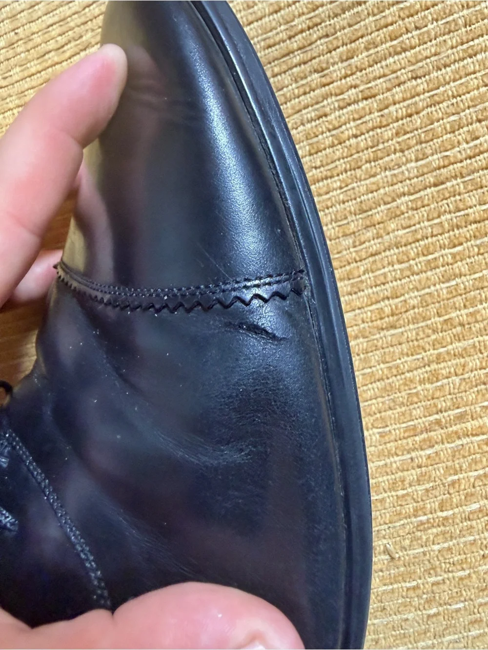 Salvatore Ferragamo black leather cap-toe oxford